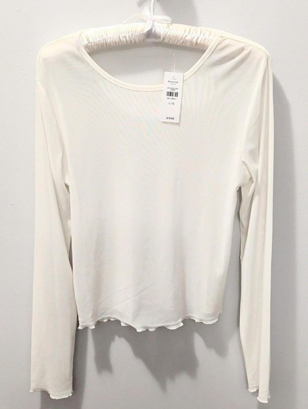 Sheer White Coquette Long Sleeve Top Size Large NWT
